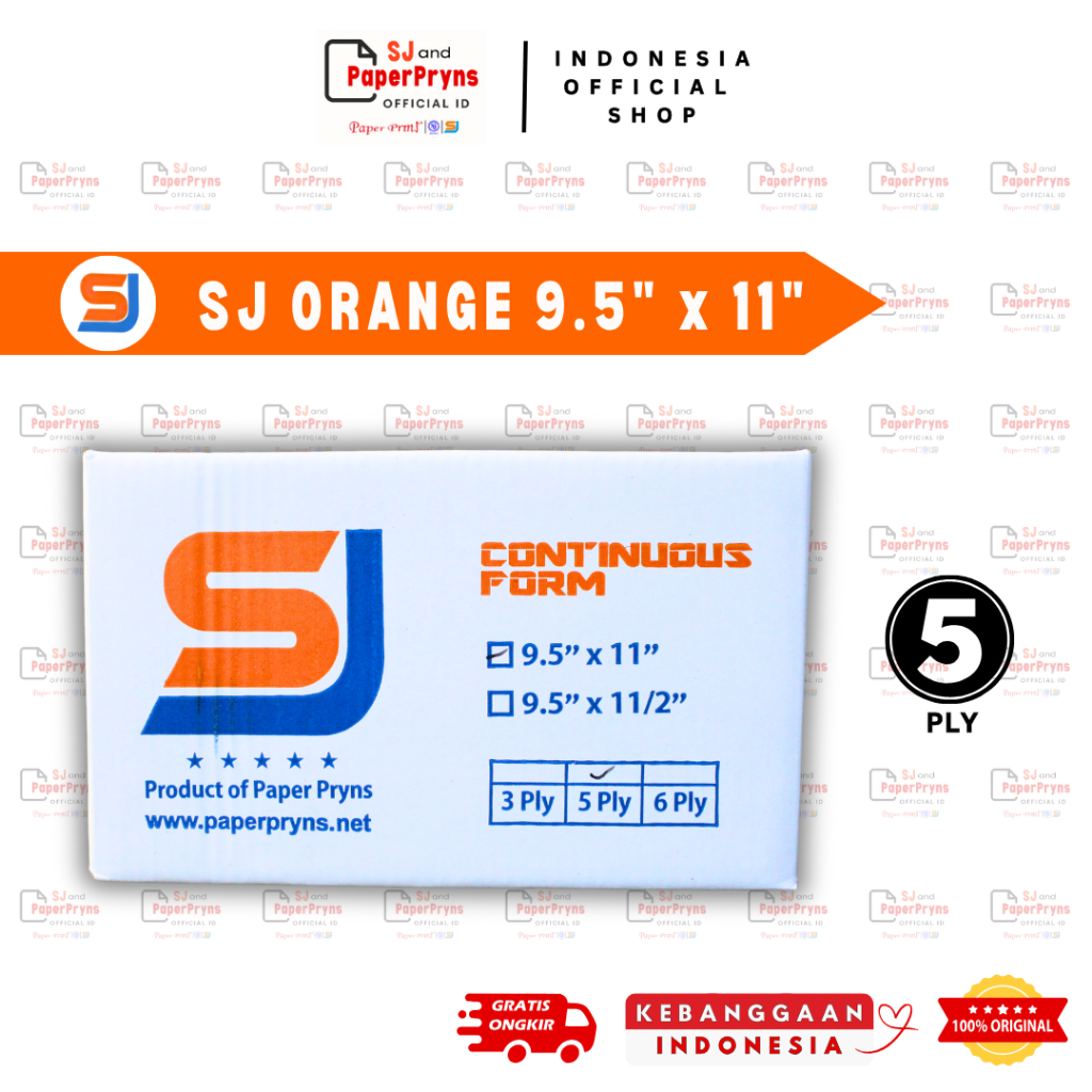 

SJ ORANGE Kertas Continuous Form 9,5" × 11" (5 PLY) NCR Sheets
