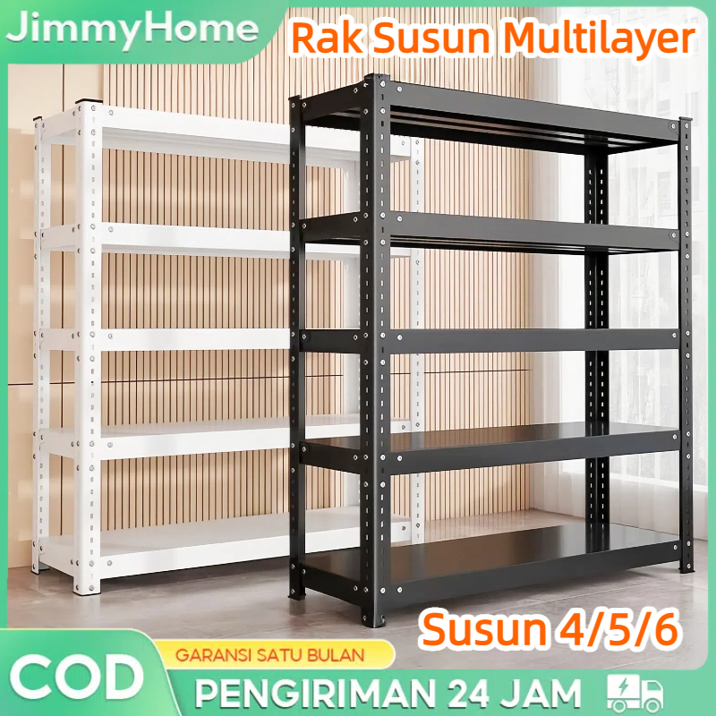 JimmyHome Damaindah Rak Besi Siku 5 Susun 100% Besi Rak Gudang Rak Serbaguna Rak Dapur Rak Aquarium 