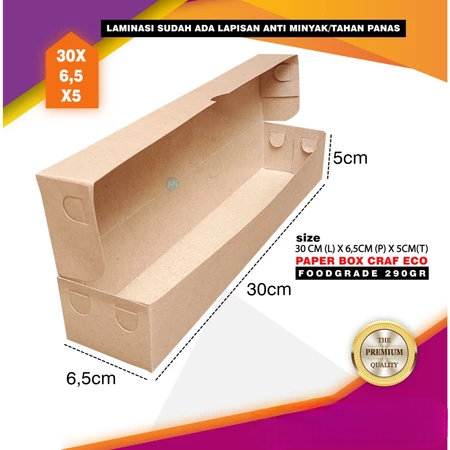 

Paper Craf Eco Coklat Box Ukuran 30x6,5x5 Cm Dus Foodgrade Laminasi Serbaguna
