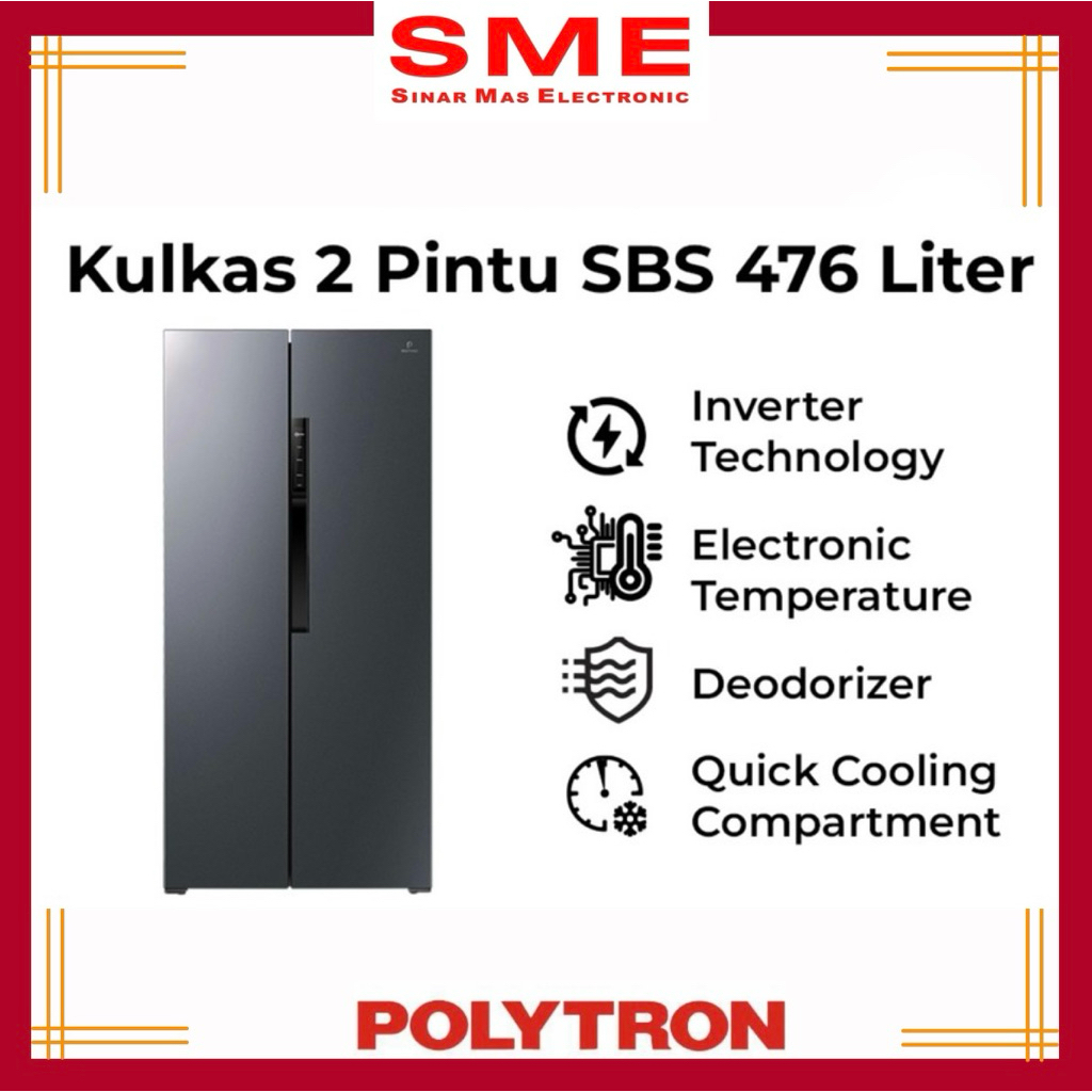 Lemari Es / Kulkas Side By Side POLYTRON 476L