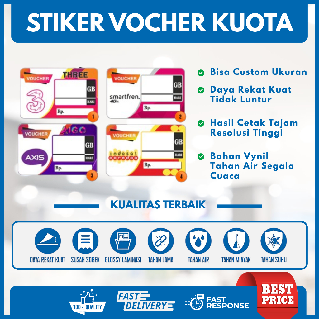 Stiker Label Harga Paket Data Voucher Kuota uk.6x4,5 cm