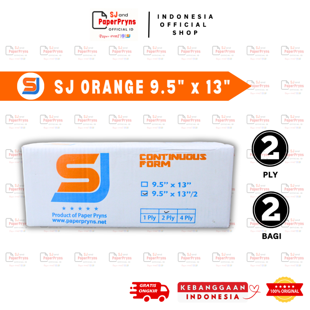 

SJ ORANGE Kertas Continuous Form 9,5" × 13/2" - BAGI 2 (2 PLY) NCR Sheets