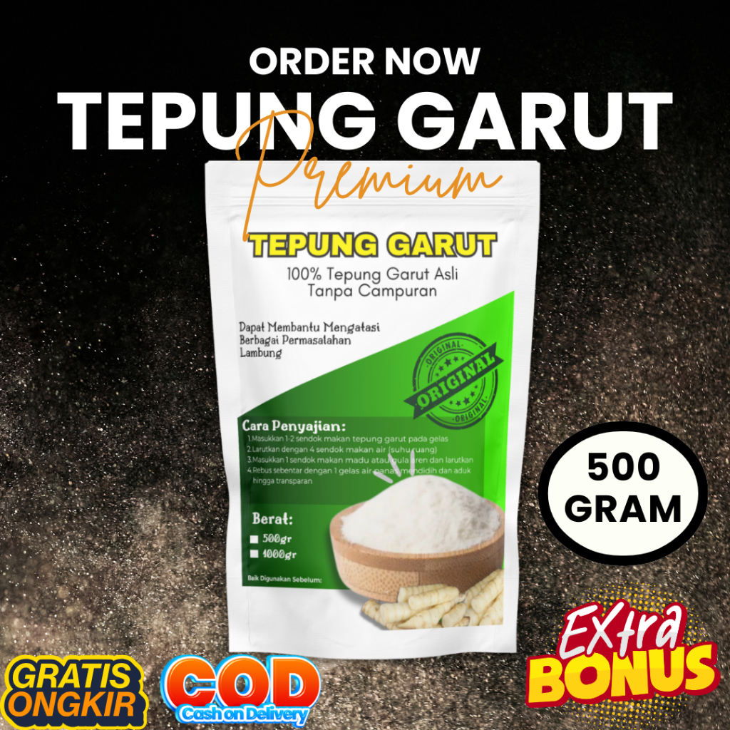 

Tepung Garut Premium 500 Gram/Angkrik/Pati Asam Lambung/Arrowroot