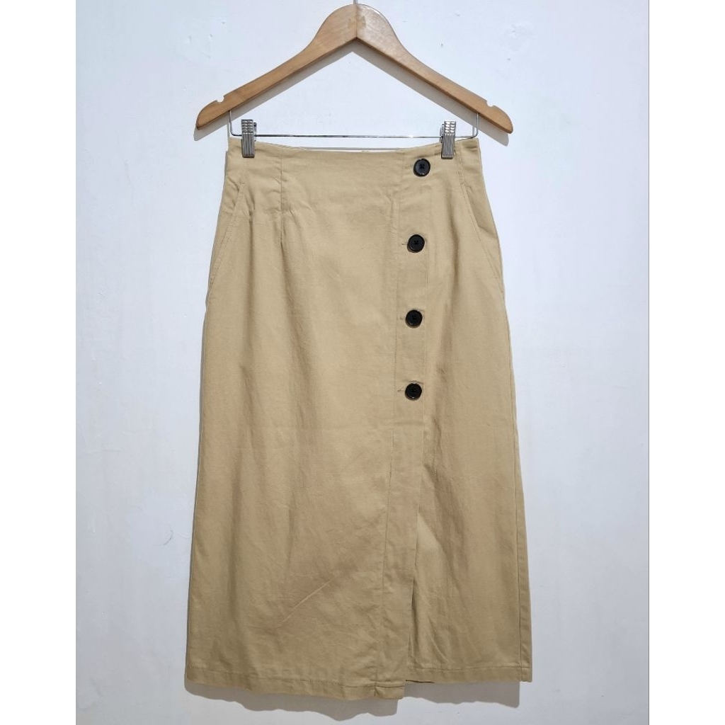 Skirt GU by UNIQLO Linen Pencil Coksu (L)