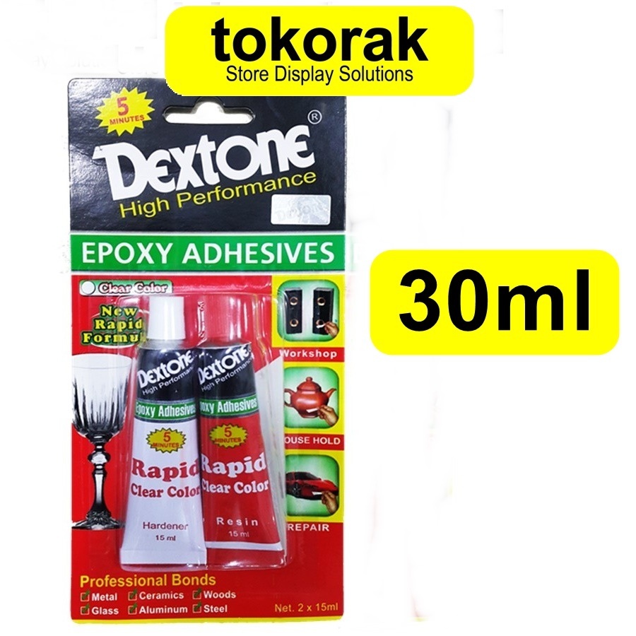 

DEXTONE LEM EPOXY RAPID CLEAR BENING 5 MENIT 30 ML LEM KACA CAMPUR SERBAGUNA 30ML