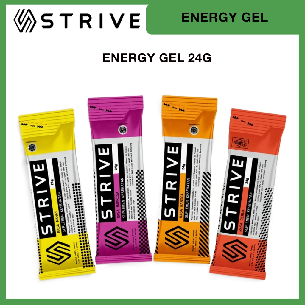

Strive Energy Gel Semua Rasa / Suplemen Olahraga Nanas Mangga Markisa Jeruk