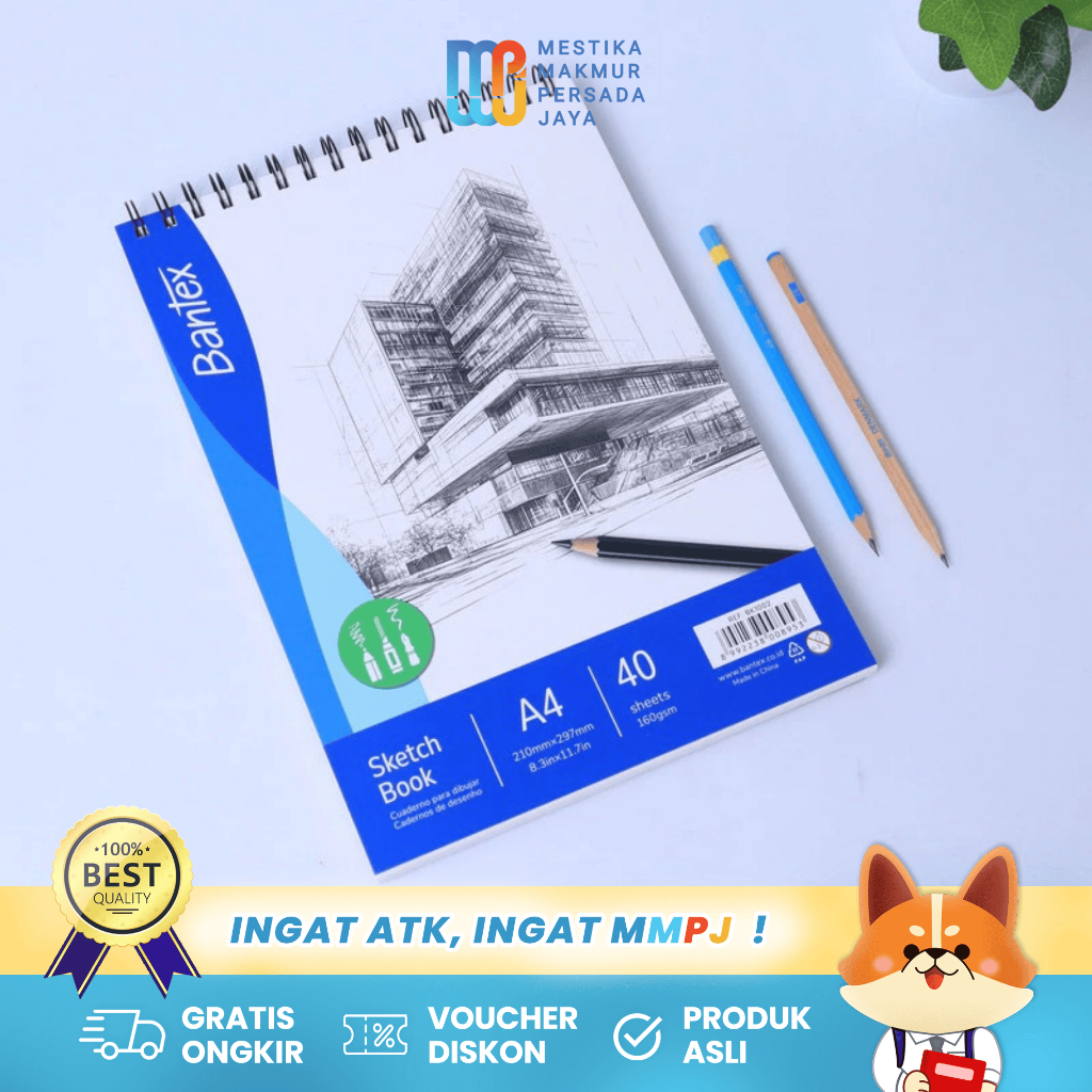 

Bantex Sketchbook A4 160gr / Buku Gambar Sketsa 40 Lembar Model Spiral BK1002
