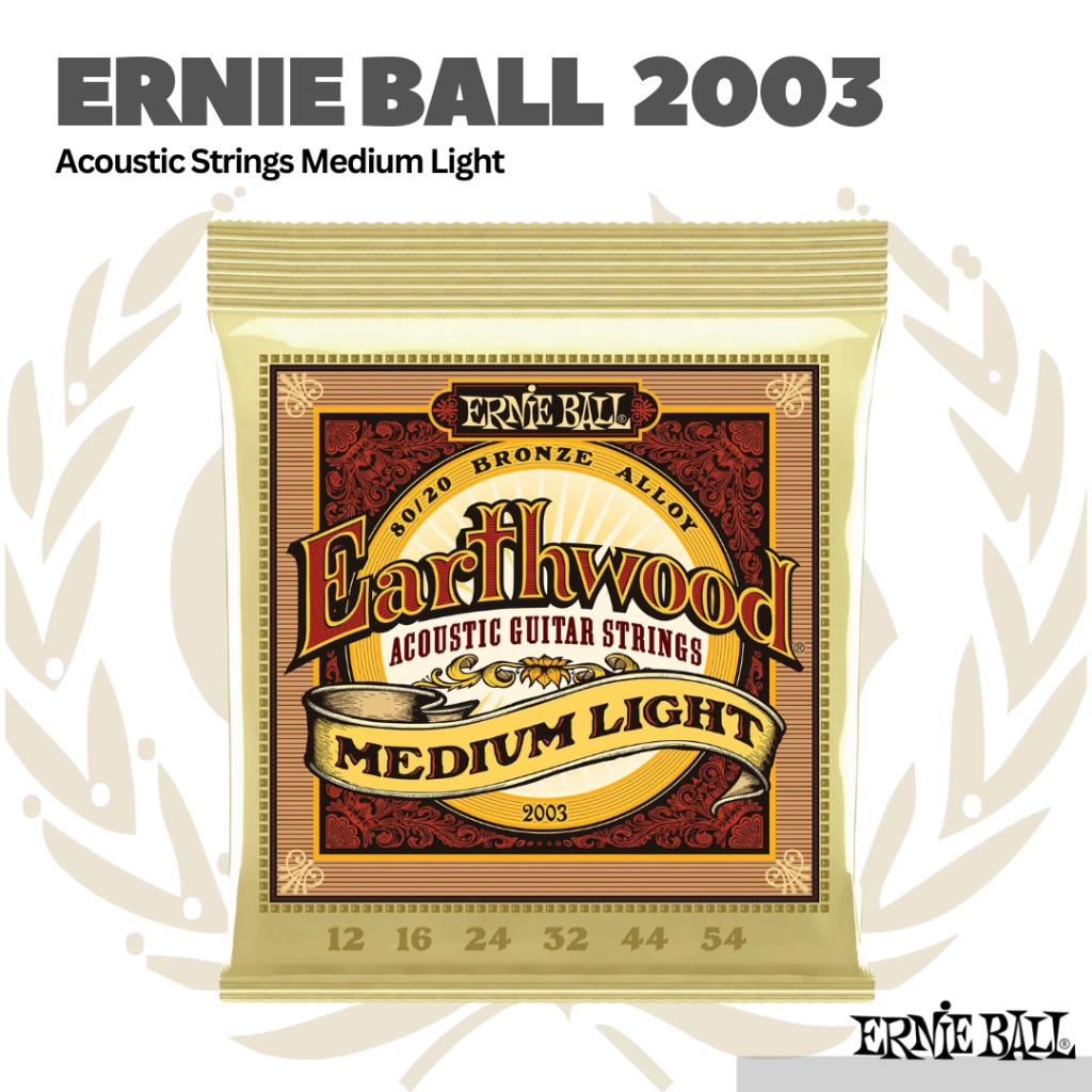 Ernie Ball 2003 Earthwood Medium Light Acoustic Guitar String 12-54 | Senar Gitar Akustik 0.12 Origi