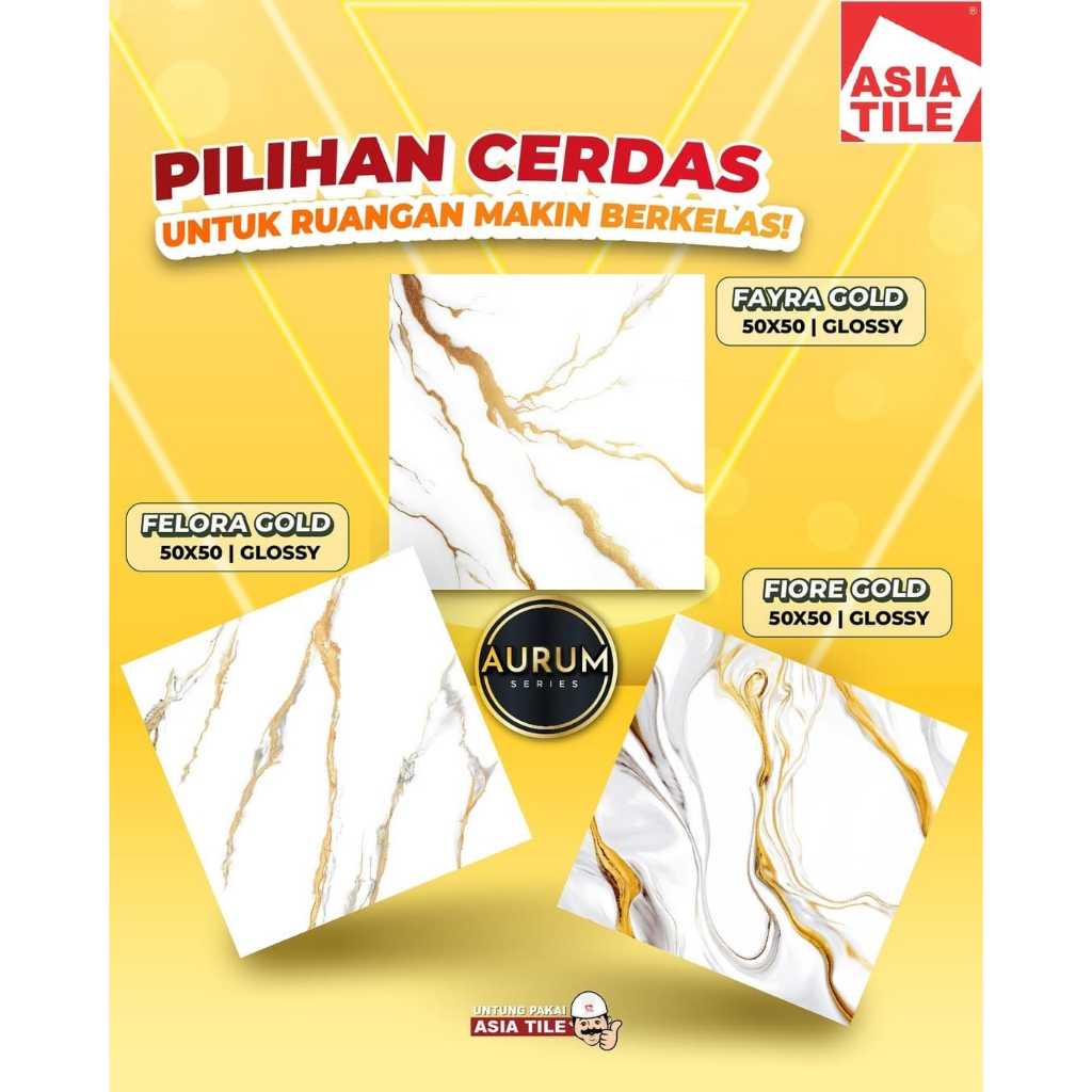 keramik lantai putih awan petir gold polos 50x50 50 x 50