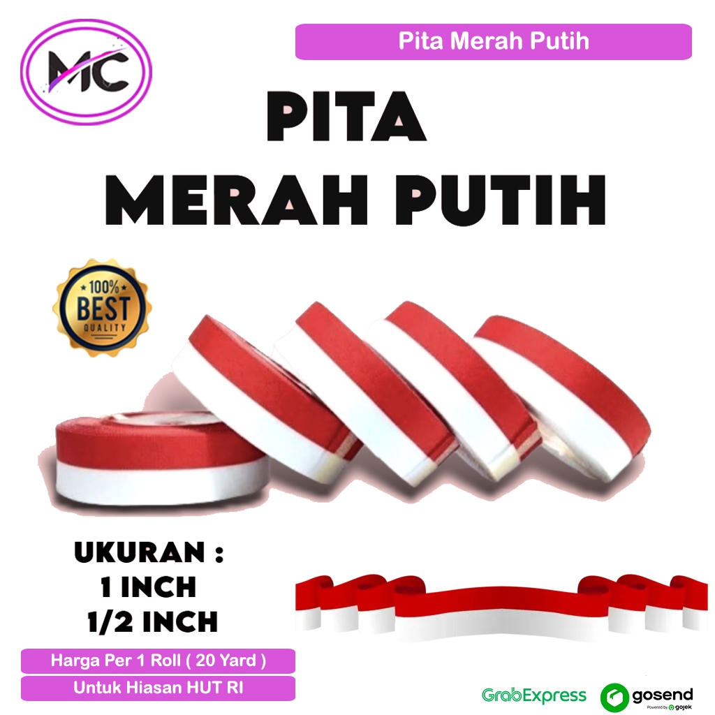 

Pita Merah Putih Pita Kado Hias Dekorasi Ukuran 1 1/2 2 Inch Pita Kain Satin Agustusan 2cm 5cm Harga Per Roll 20 Yard Pita Bendera Kado Hampers HUT Kemerdekaan RI