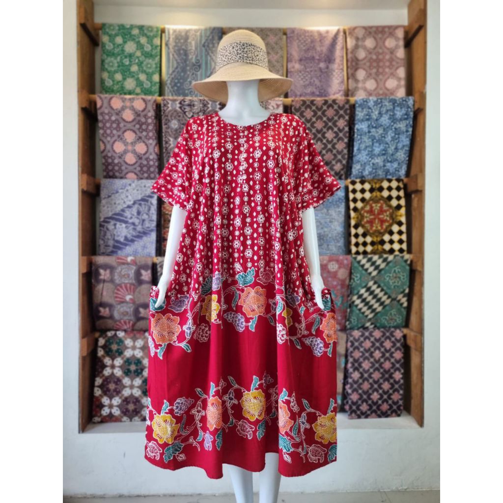 ANNISA Daster Lowo Batik Colet Ld 140 Pb 115 Resleting Depan Rayon Premium Jumbo Busui Adem Tebal Ny