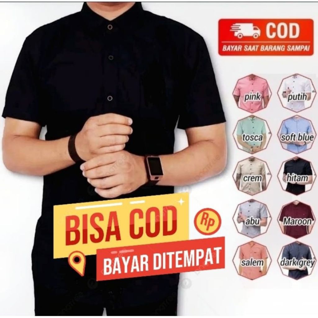PROMO KEMEJA POLOS LENGAN PENDEK PRIA || HEM POLOS || KEMEJA POLOS PENDEK || HEM PENDEK
