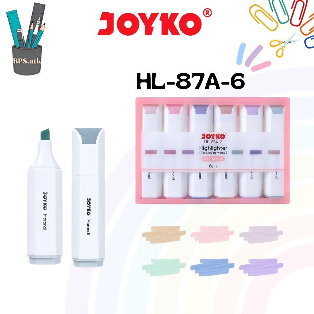 

(6 pcs) JOYKO Penanda Berwarna Highlighter HL-87A Warna Morandin 6 Warna