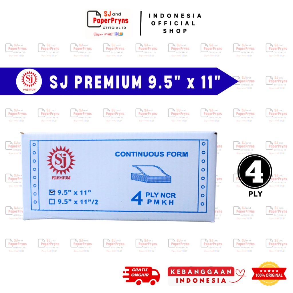 

SJ PREMIUM Kertas Continuous Form 9,5" × 11" (4 PLY) NCR Sheets