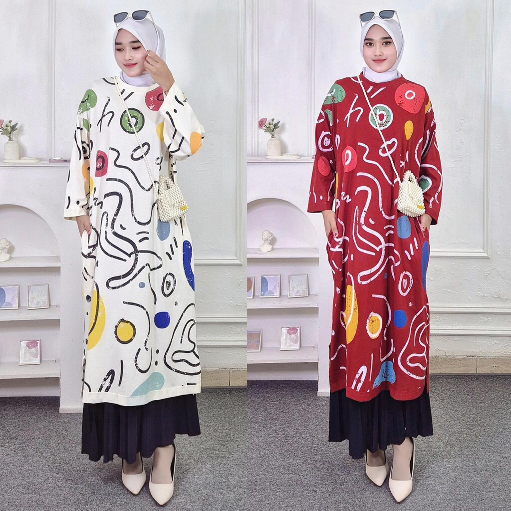 tunik kaos import motif