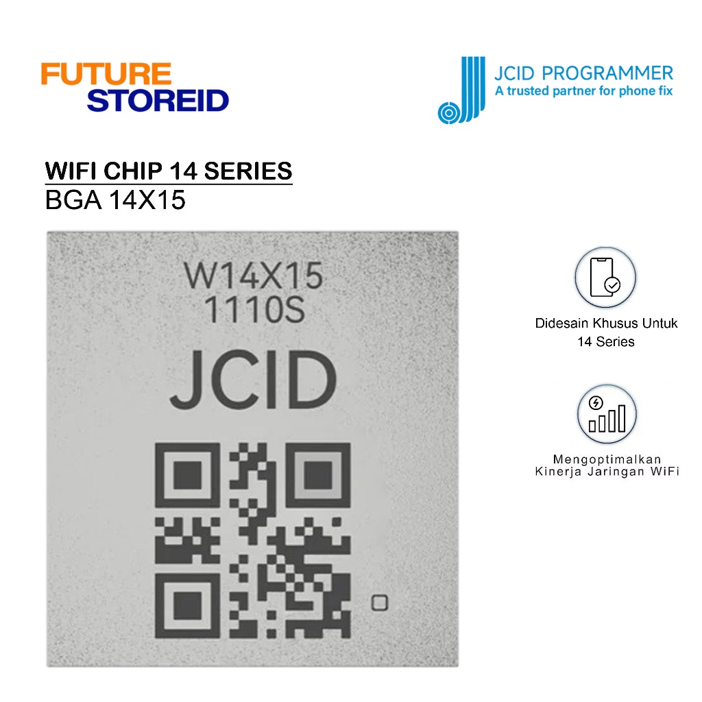 CHIP JCID 14 WIFI CHIP 14 SERIES BGA14X15 ORIGINAL - CHIP JCID 14 WiFi IC BGA14X15 Original untuk iP