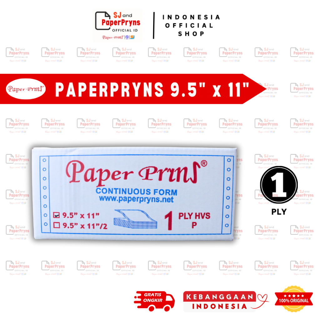 

PAPERPRYNS Kertas Continuous Form 9,5" × 11" (1 PLY) HVS Sheets