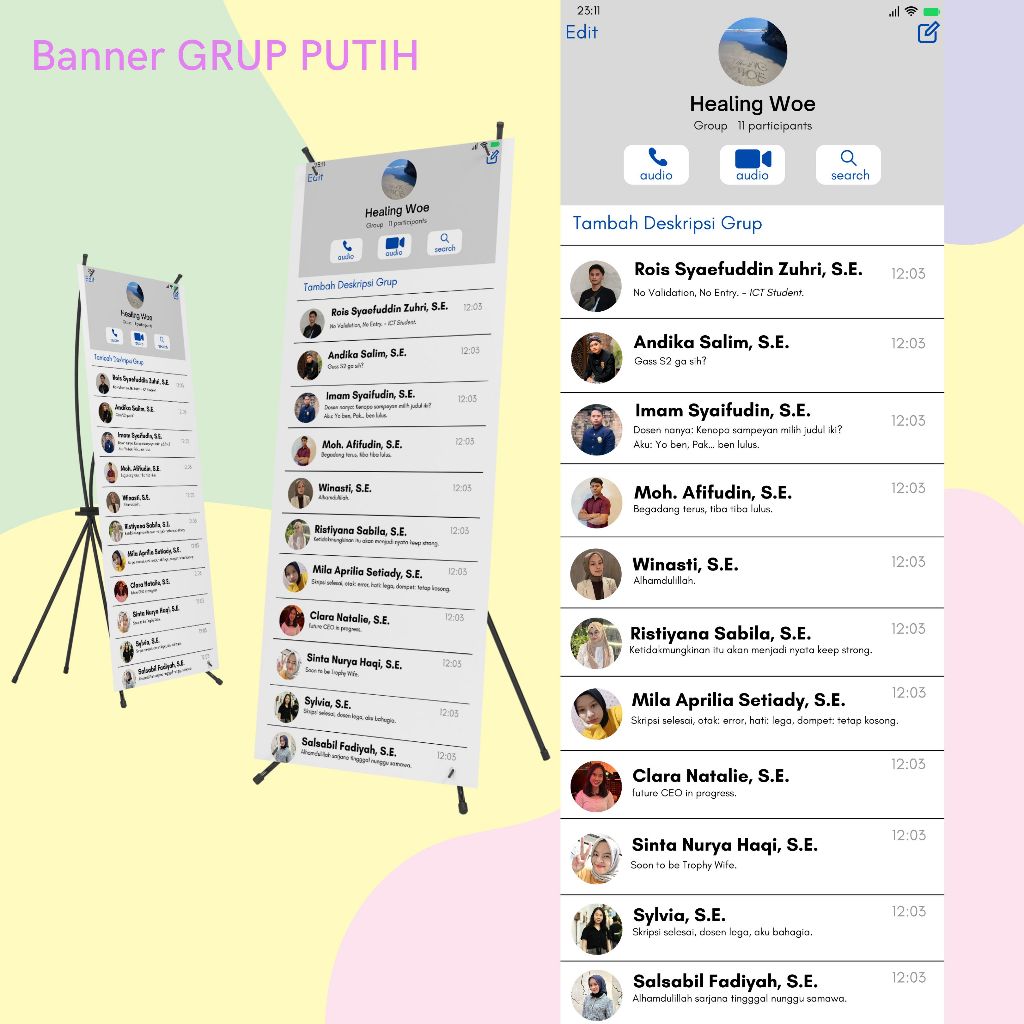 CETAK BANNER WISUDA GRUP PUTIH [X-BANNER UKURAN 160x60]