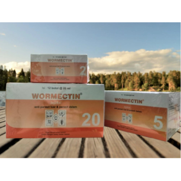 WORMECTIN 1 Pak isi 12 Botol @ 20ml Obat injeksi suntik pembasmi jamur kutu,scabies,cacing untuk sap