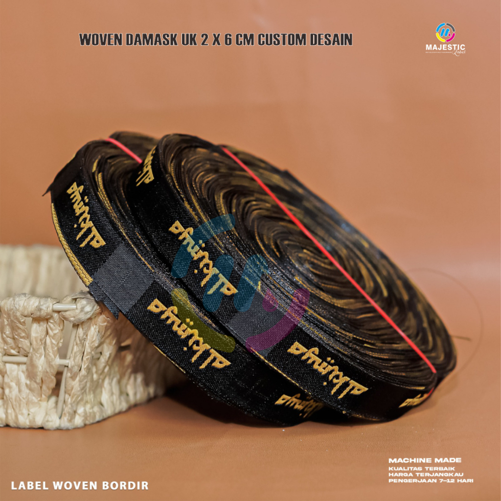 label woven bordir / 1,5x6,5cm / woven bordir / woven rajut /custom woven / majestic label