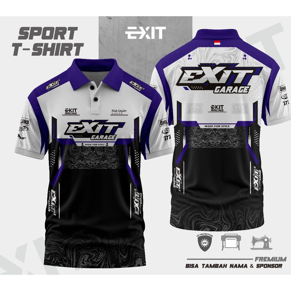 Baju Jersey Two Stroke Jersey Polo Custom Nama Pria Wanita Bahan Adem / Anti Sinar UV EXIT GARAGE Ol