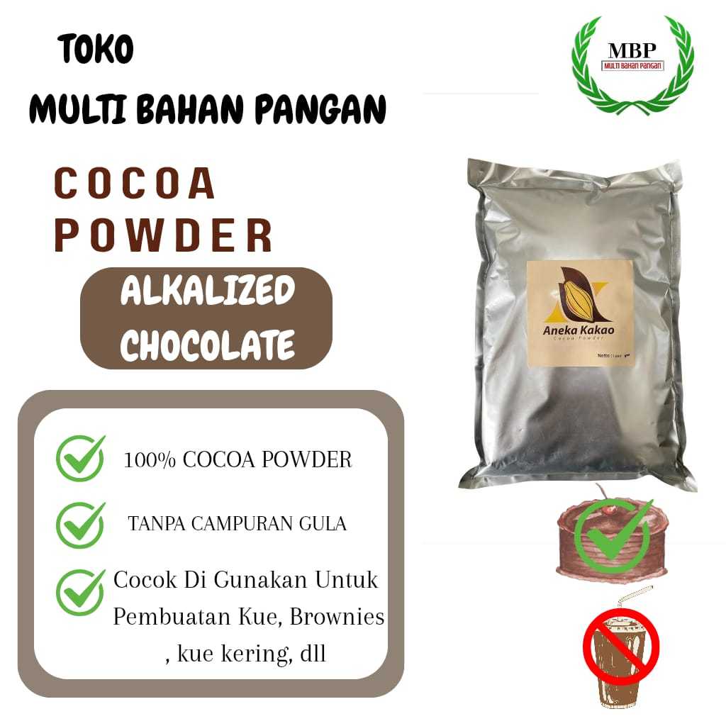

Aneka Kakao Cocoa Powder AK 902 Cokelat Bubuk Hitam /Semi Black 1 kg - Cokelat Bubuk Premium (Untuk Kue, Brwonies)