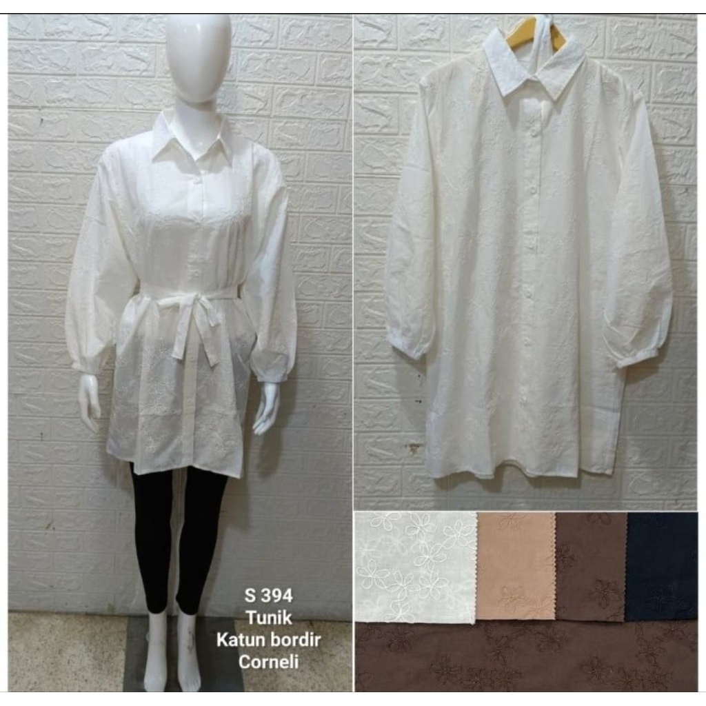TUNIK KATUN POLOS BORDER JUMBO XXXL LD 120 / TUNIK KEMEJA PREMIUM KATUN BORDIR BUSUI TERBARU / KEMEJ