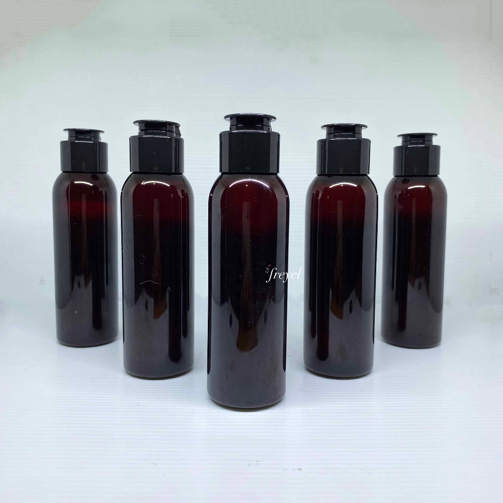 Botol Fliptop Coklat Amber 100ml Tutup Jamur Plastik 100ml