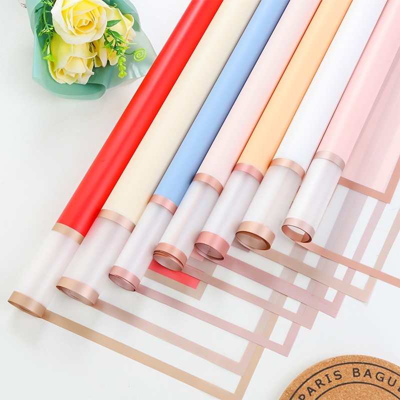 

Kertas Buket Bunga Korea Flower Wrapping Paper Transparent Gold Double List Kertas Cellophane