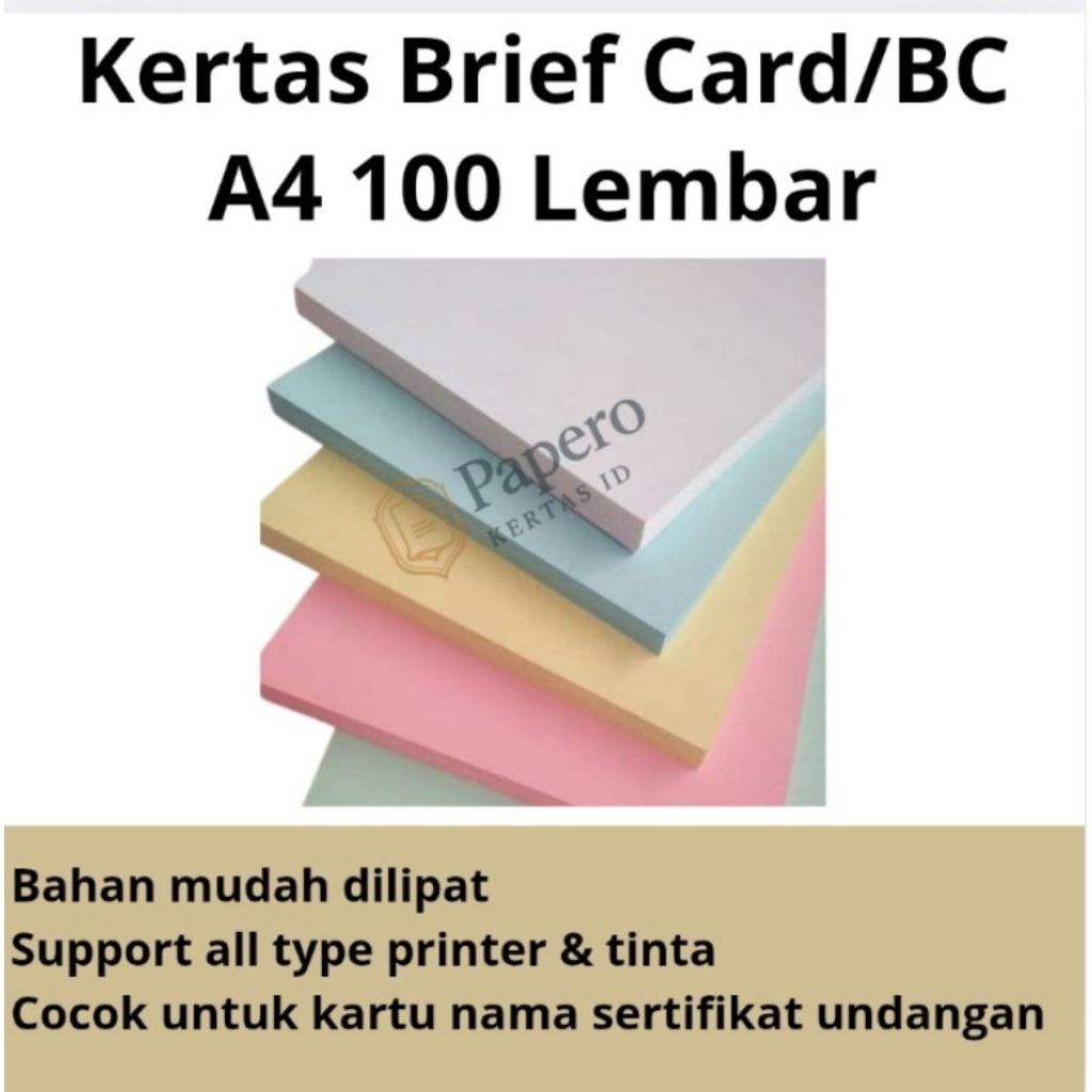 

Kertas Brief Card / BC 160 gsm | A4 Isi 100 Lembar – Cocok Untuk Undangan, Sertifikat, Kartu Nama, Print & Fotokopi