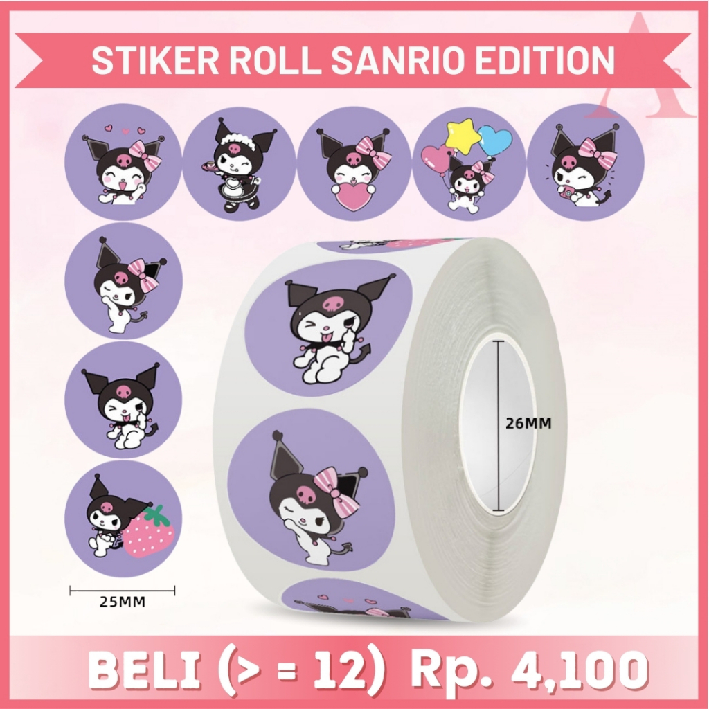 

500 Pcs Stiker karakter sanrio Sticker 2.5cm Bulat ST001