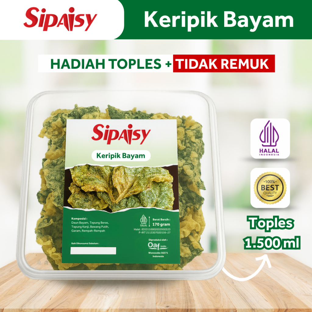 

Sipaisy Keripik Bayam Enak Gurih Anti Remuk Hadiah Toples