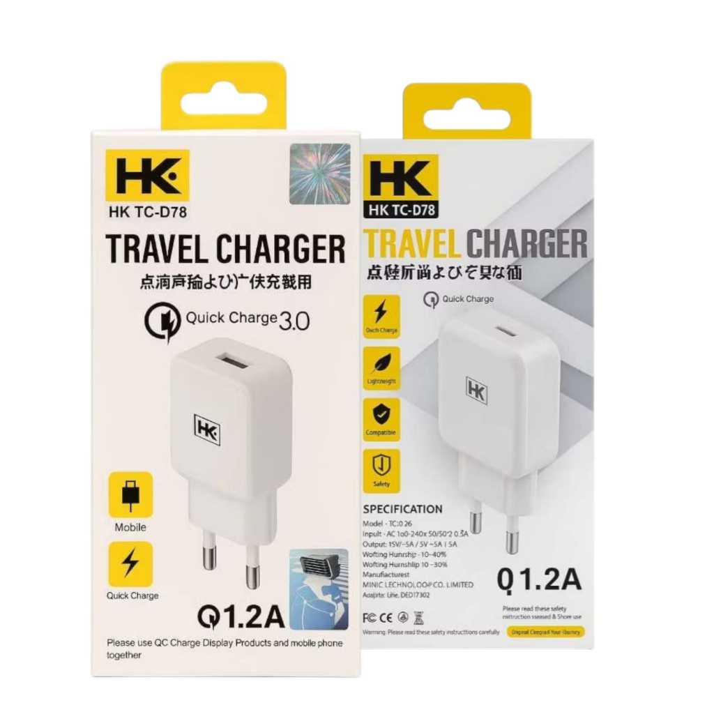 TRAVEL CHARGER HK D78 QUICK CHARGER 3.0 1.2A
