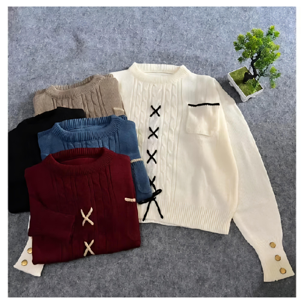 CATLEA SWETER RAJUT KEPANG / ATASAN WANITA KEKINIAN KOREAN STYLE