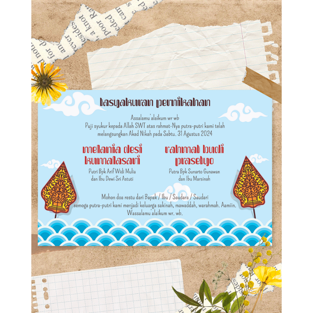 Kartu Ucapan Syukuran Pernikahan / Kartu Tasyakuran Pernikahan / Kartu Ucapan Pernikahan / Kartu Ham