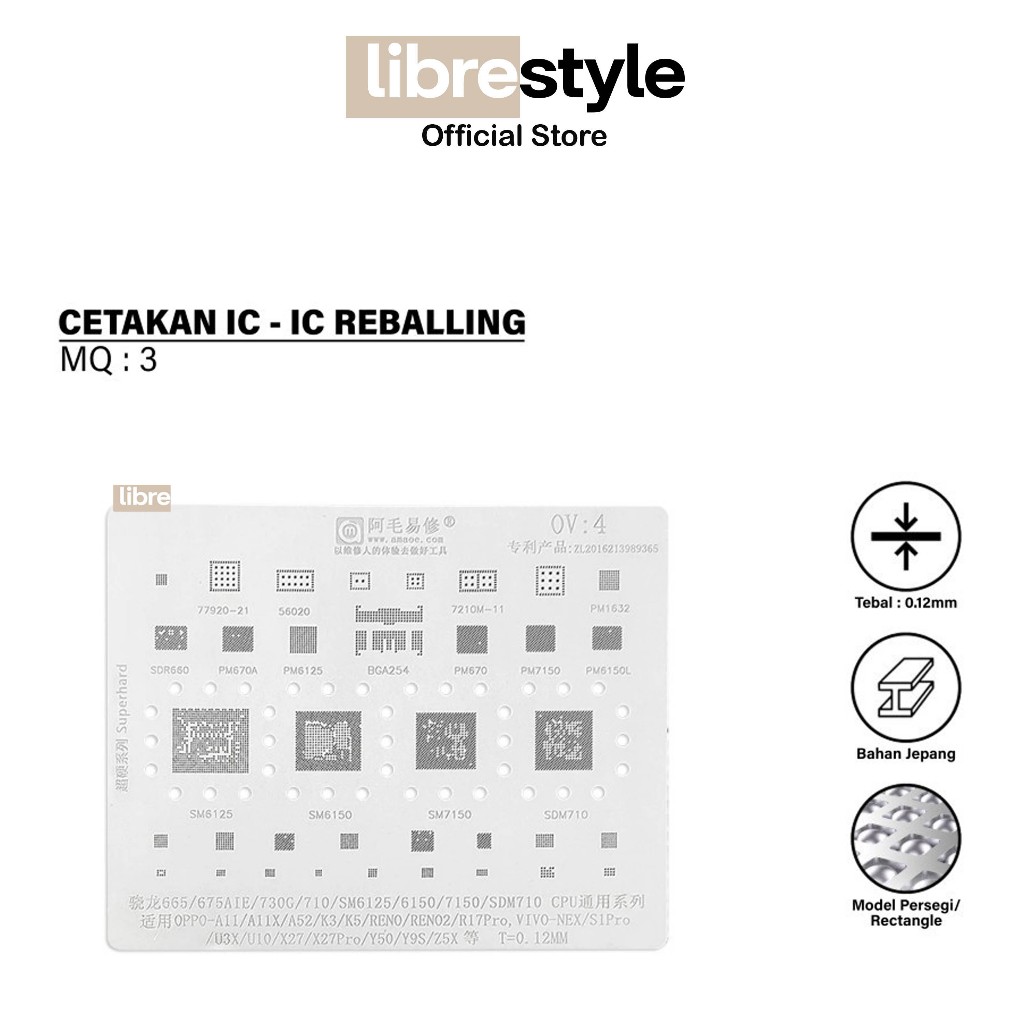 Amaoe OV4 Cetakan IC BGA Reballing Stensil untuk OPPO K5/RENO2/R17Pro/VIVO/NEX/U10/X27Pro Snapdragon