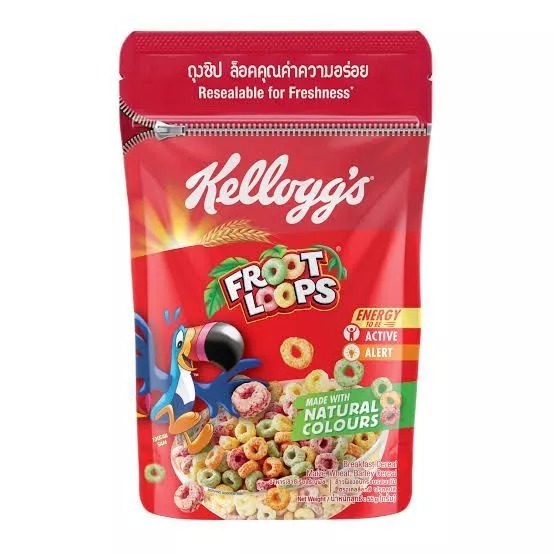 

KELLOG POUCH FROOT LOOPS SEREAL KEMASAN POUCH ZIPLOCK 55 GRAM 1 PC