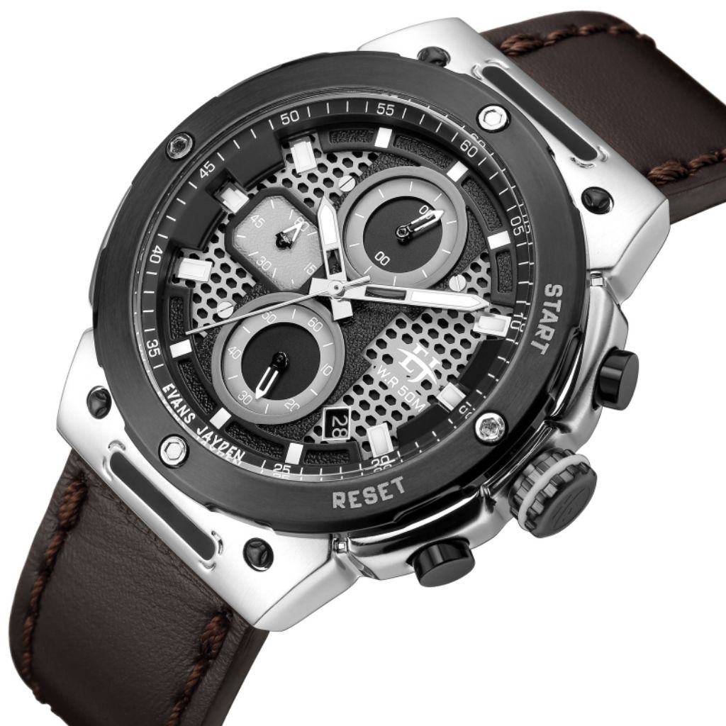 BUY 1 GET 1..Jam tangan pria EVANS JAYDEN ORIGINAL Chrono aktif semua 9838