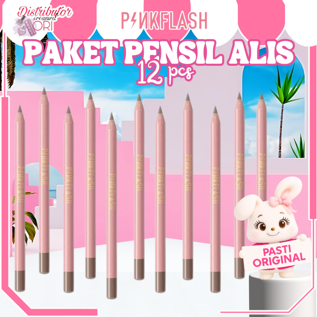 [Paket ISI 12] PinkFlash Bundle Bundling Hemat LUSINAN Ohmyemoji Pensil Alis Anti Air Tahan Lama / D