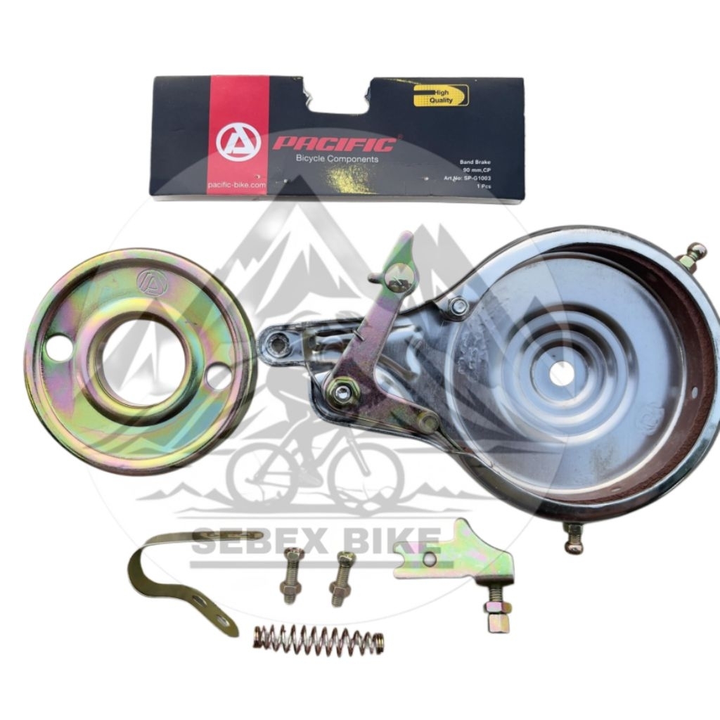 Rem Tromol Rem Belakang Sepeda Mini Gunung MTB Onthel Band Brake 90MM Pacific Chrome New Product Pac