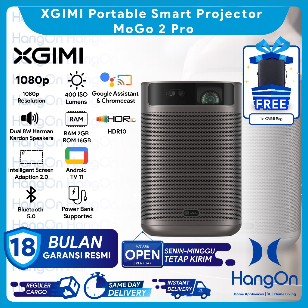 XGIMI MoGo 2 Pro 1080p Portable Smart Projector FHD Power Bank Supported AndroidTV 11 450 ISO Lumens