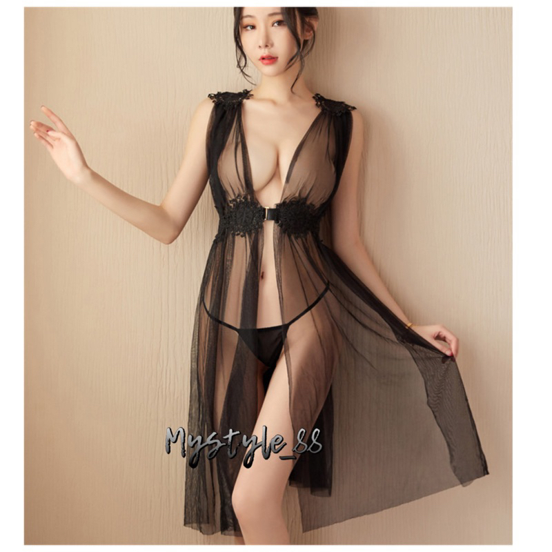 Baju Dinas Malam Lingerie Sexy Hot /Wanita Baju Tidur Seksi Wanita Hot Lingeri Jumbo V-Neck Pita Cut