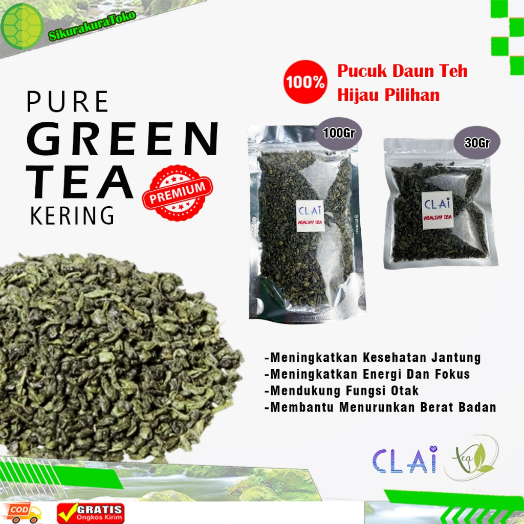 

(skr) Greentea Daun Teh Hijau Kering 30 100 gr hijo murni green tea 100gr