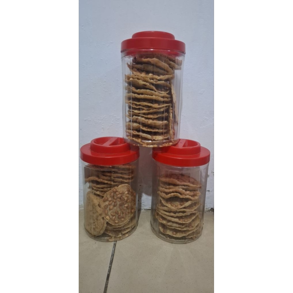 

Peyek kacang gurih renyah isi 20 lembar/pcs free toples