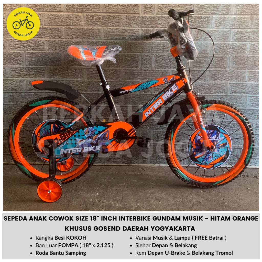 Sepeda Anak Cowok 18 inch BMX Interbike Inter Bike Robot Gundam Musik Lampu FREE Batrai