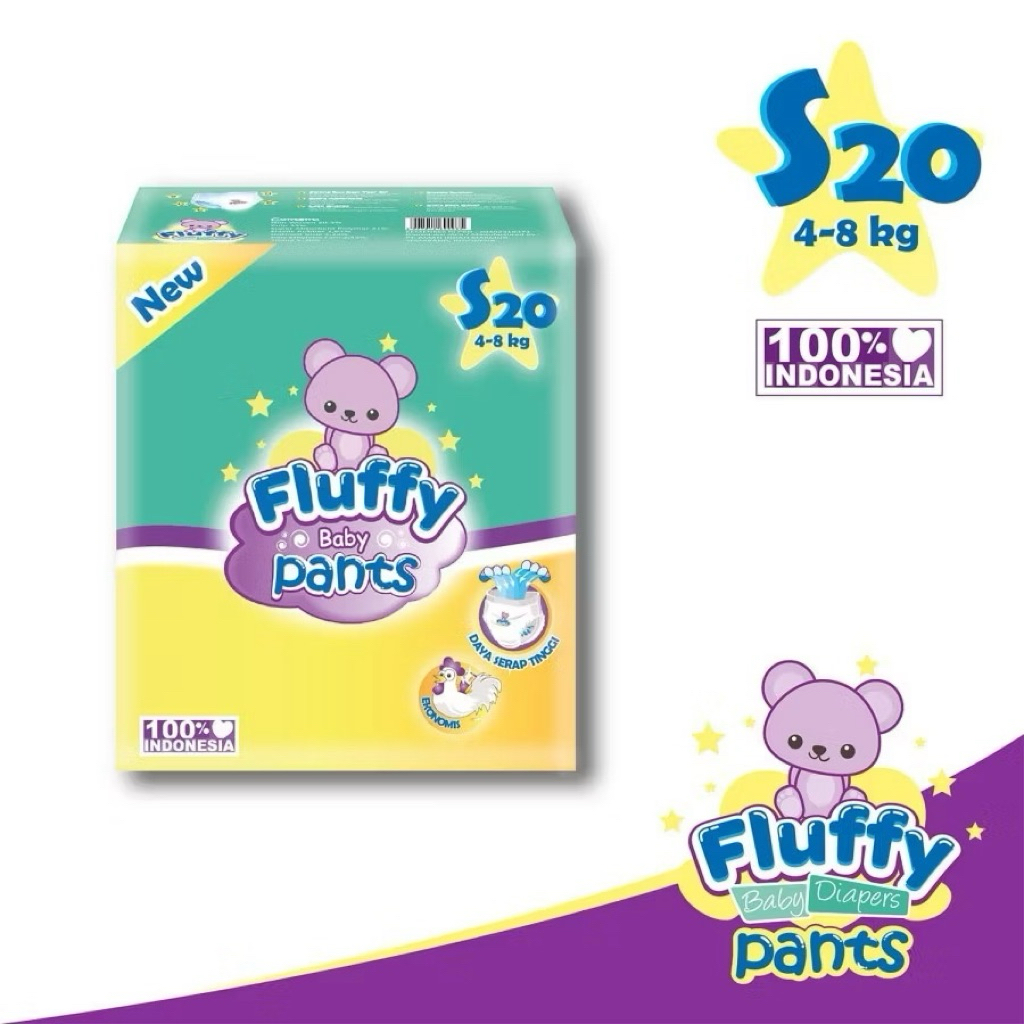 baby diapers popok bayi fluffy pants size s 20