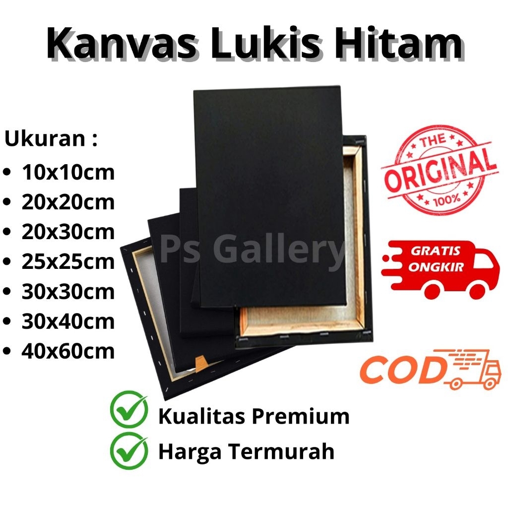 

Kanvas Lukis Hitam 30x40cm - Kanvas Black Board - Canvas Stretched 30x40cm - 50x60cm Sudah dilengkapi Figura