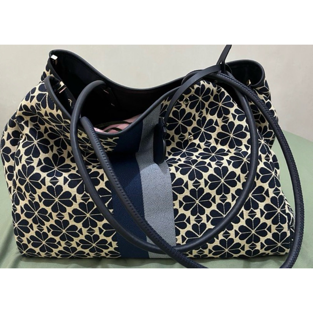 Preloved Kate Spade Flower Jacquard Stripe Tote Bag