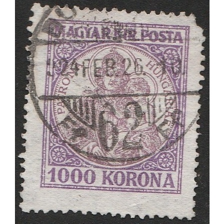 

A 11604 SATU BUAH PRANGKO HONGARIA NOMINAL 1000 KORONA TEMA PATROMA DENGAN KONDISI ADA CAP 24 PEBRUARI 1926