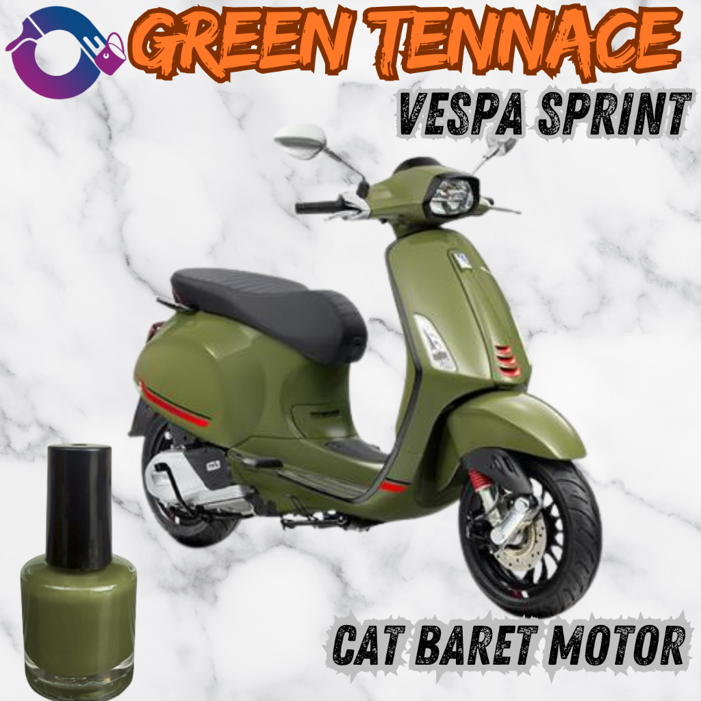 Cat Green Tennace Vespa Vespa Sprint, S, LX 150 solid glossy Cat Hijau Vespa Cat Penghilang Baret Le